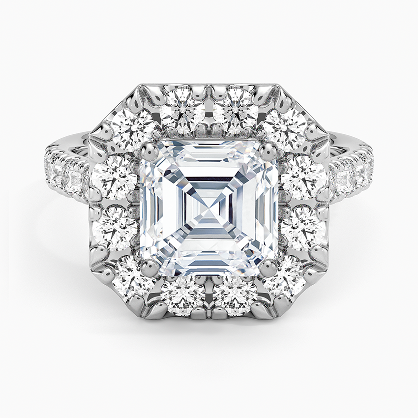 Adele Halo Diamond Ring - Asscher Cut Center Stone