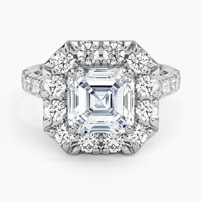 Adele Halo Diamond Ring - Asscher Cut Center Stone