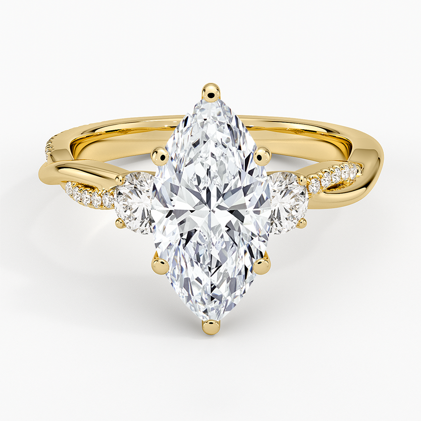 Petite Twisted Vine Three Stone Diamond Ring (2/5 ct. tw.) - Marquise Center Stone
