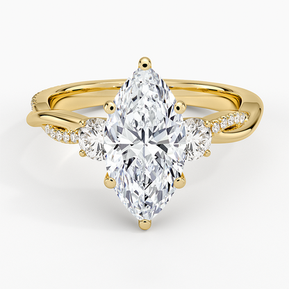 Petite Twisted Vine Three Stone Diamond Ring (2/5 ct. tw.) - Marquise Center Stone