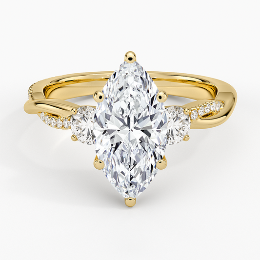 Petite Twisted Vine Three Stone Diamond Ring (2/5 ct. tw.) - Marquise Center Stone