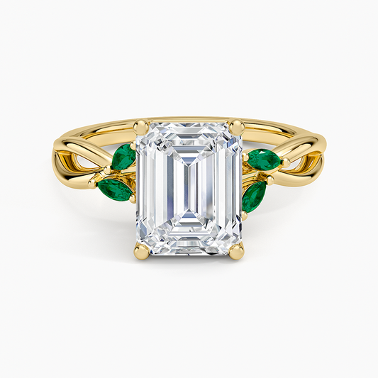 Willow Ring With Lab Emerald Accents
