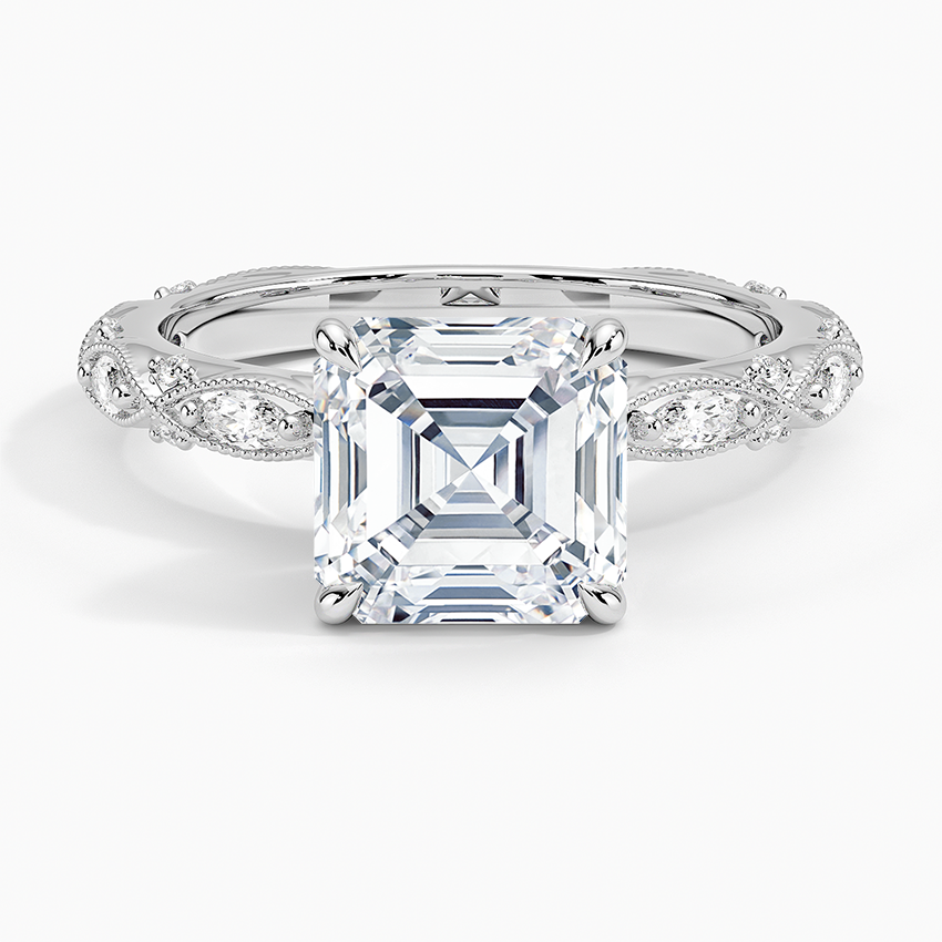Celestia Milgrain Diamond Ring (1/4 ct. tw.) - Asscher Cut Center Stone