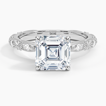 Celestia Milgrain Diamond Ring (1/4 ct. tw.) - Asscher Cut Center Stone