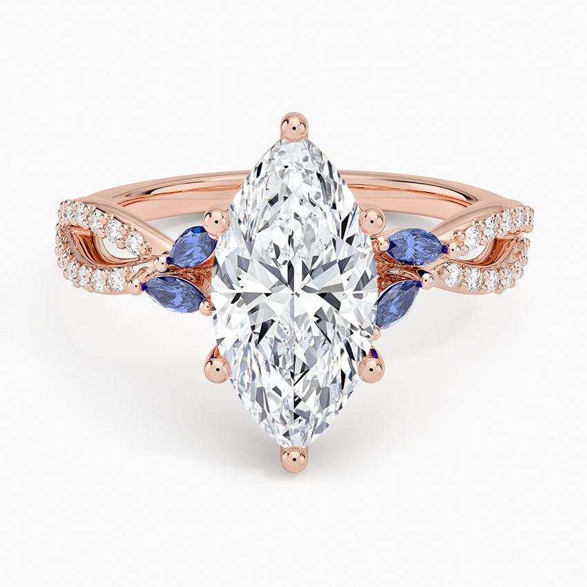 Luxe Willow Sapphire and Diamond Ring (1/8 ct. tw.) - Marquise Center Stone