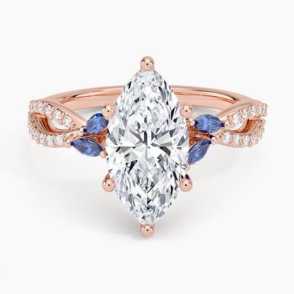 Luxe Willow Sapphire and Diamond Ring (1/8 ct. tw.) - Marquise Center Stone