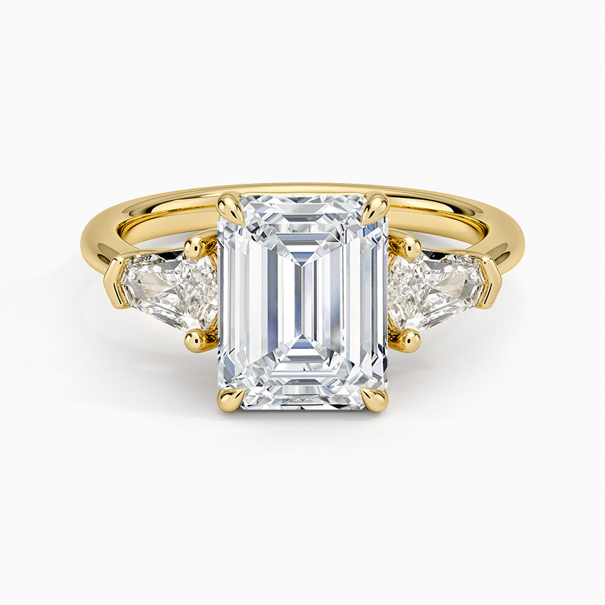 Shield Cut Three Stone Diamond Ring (1/2 ct. tw.) - Emerald Cut Center Stone