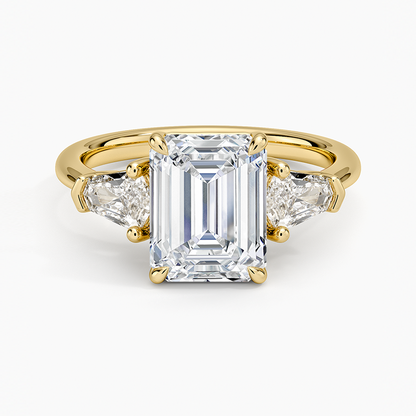Shield Cut Three Stone Diamond Ring (1/2 ct. tw.) - Emerald Cut Center Stone