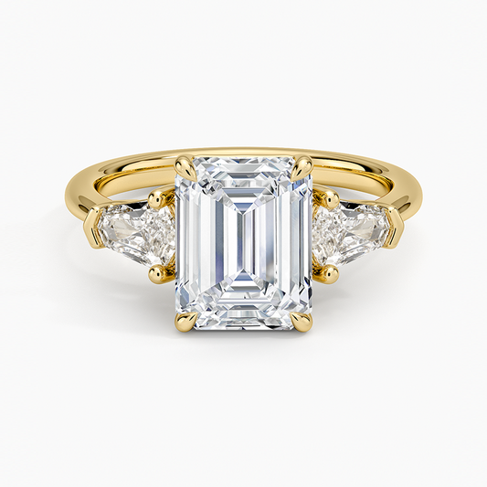Shield Cut Three Stone Diamond Ring (1/2 ct. tw.) - Emerald Cut Center Stone