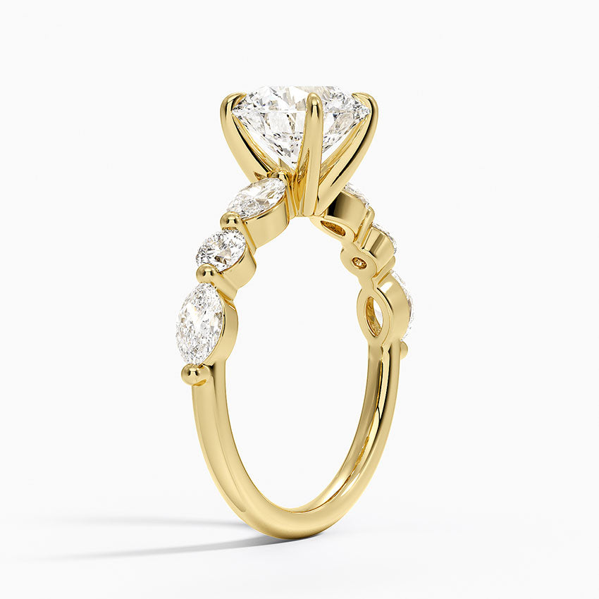 Grand Versailles Diamond Ring - Round Cut Center Stone