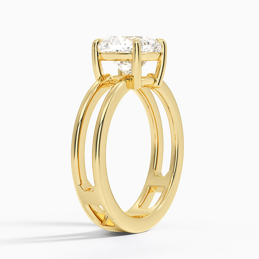 Aimee Open Double Band Solitaire Ring - Cushion Cut Center Stone