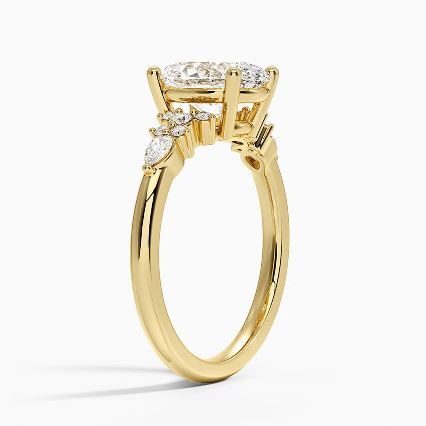 Rosette Diamond Ring - Oval Center Stone