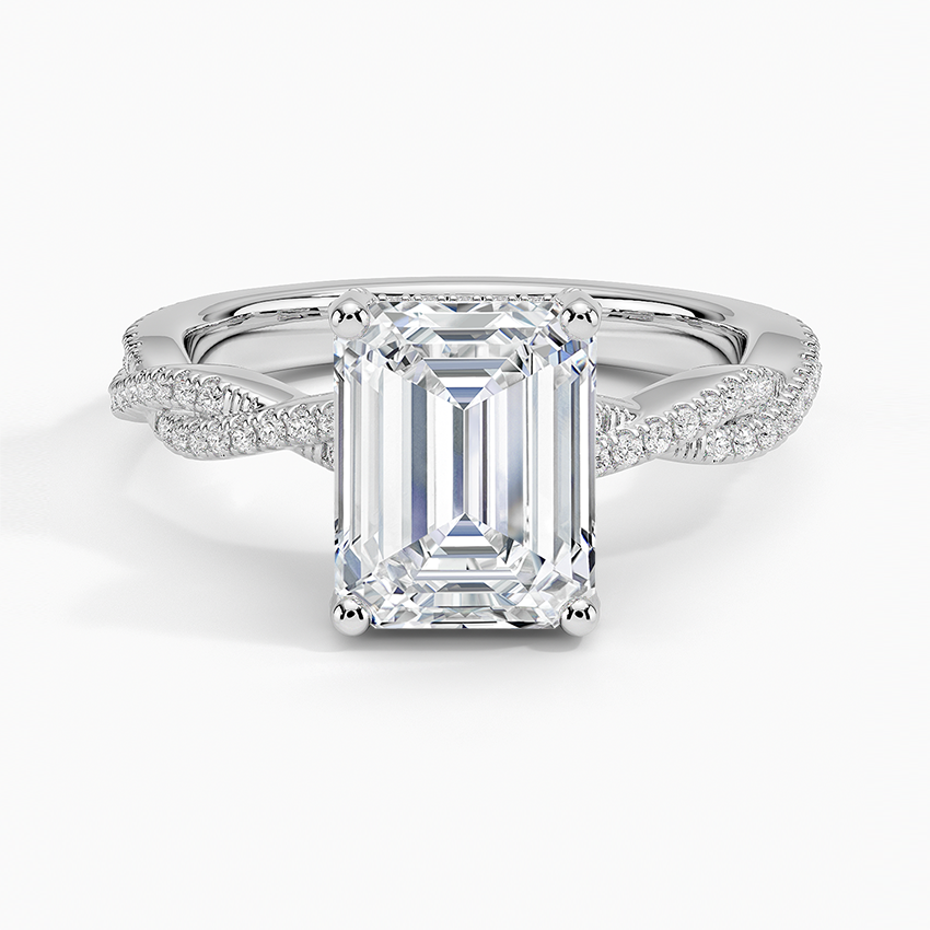 Adorned Luxe Petite Twisted Vine Diamond Ring - Emerald Cut Center Stone