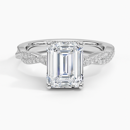 Adorned Luxe Petite Twisted Vine Diamond Ring - Emerald Cut Center Stone