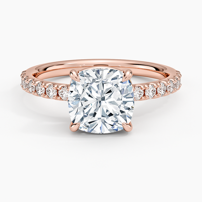 Dara Low-Profile Diamond Ring - Cushion Cut Center Stone