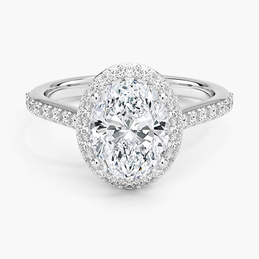 Halo Diamond Ring with Side Stones (1/3 ct. tw.) - Oval Center Stone