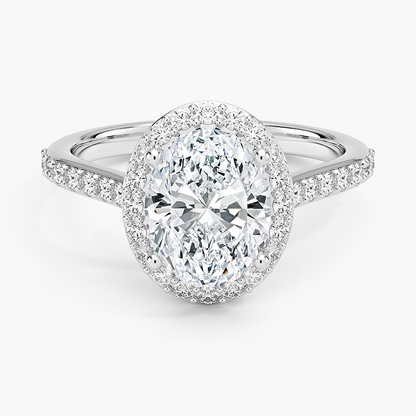 Halo Diamond Ring with Side Stones (1/3 ct. tw.) - Oval Center Stone