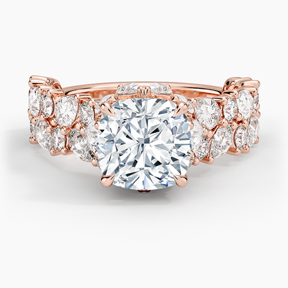 Olivetta Double Row Diamond Ring (2 1/2 ct. tw.) - Cushion Cut Center Stone