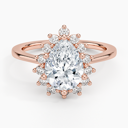 Sunburst Halo Diamond Ring (1/4 ct. tw.) - Pear Center Stone