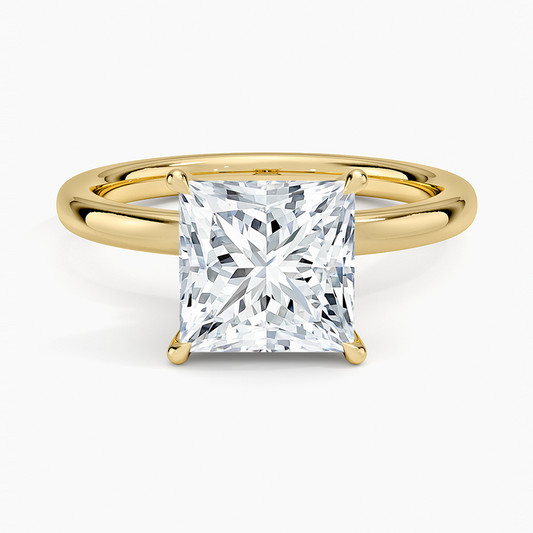 Secret Halo 2mm Diamond Ring - Princess Cut Center Stone