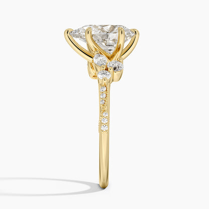 Luxe Camellia Milgrain Diamond Ring - Pear Center Stone