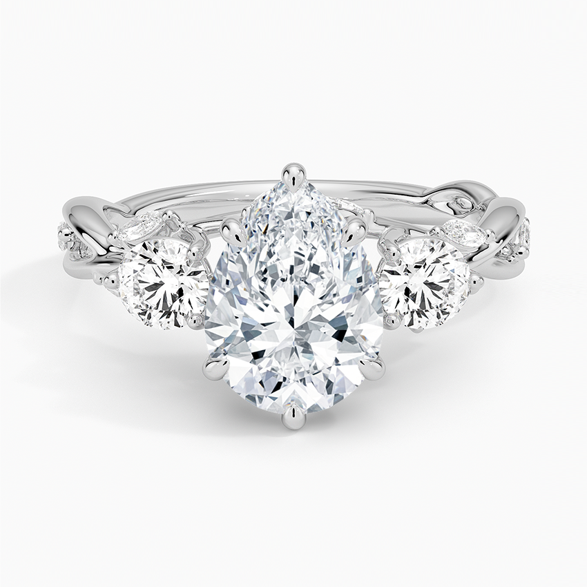 Secret Garden Three Stone Diamond Ring (3/4 ct. tw.) - Pear Center Stone
