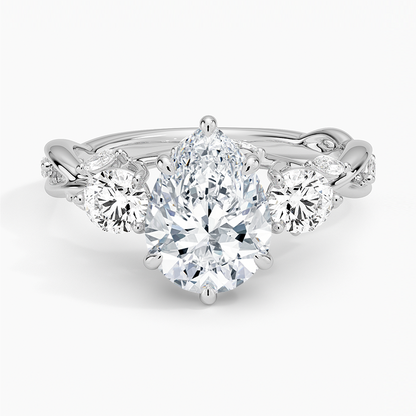 Secret Garden Three Stone Diamond Ring (3/4 ct. tw.) - Pear Center Stone
