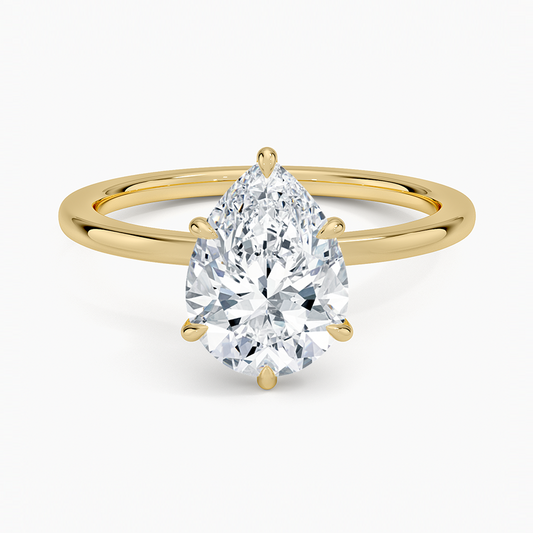 Secret Halo 1.5mm Diamond Ring - Pear Center Stone