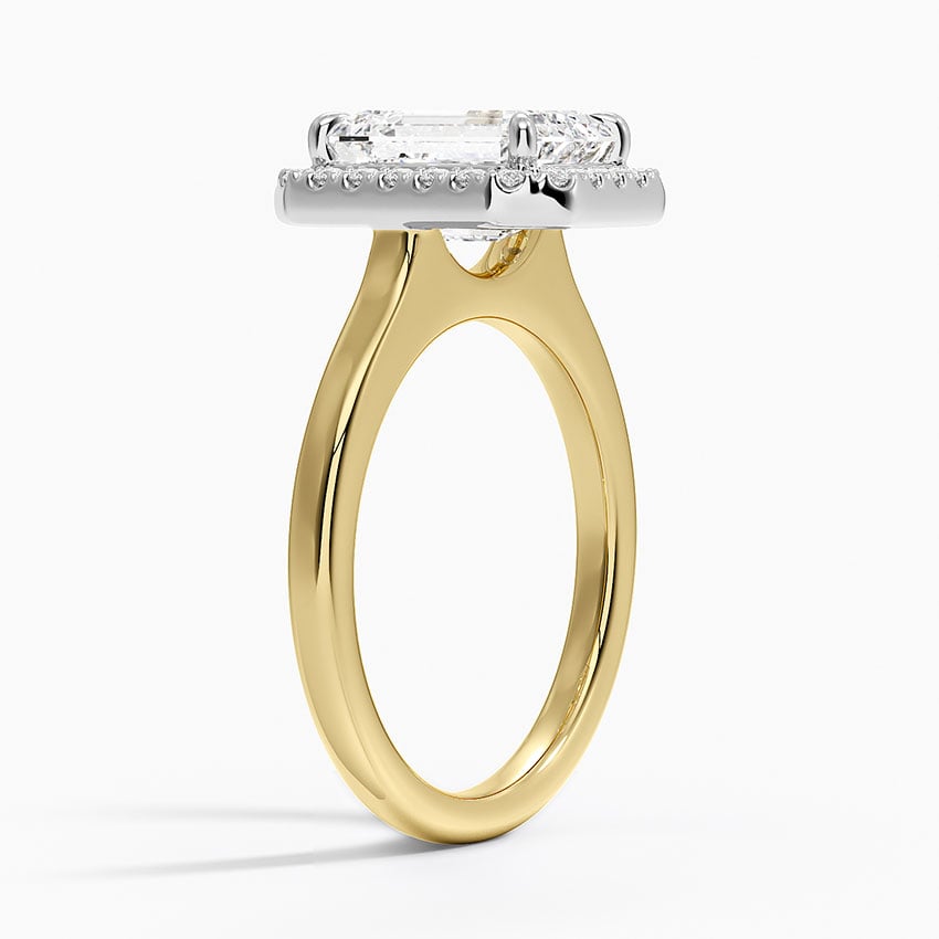 Platinum Mixed Metal Julia Halo Diamond Ring (1/5 ct. tw.) - Emerald Cut Center Stone