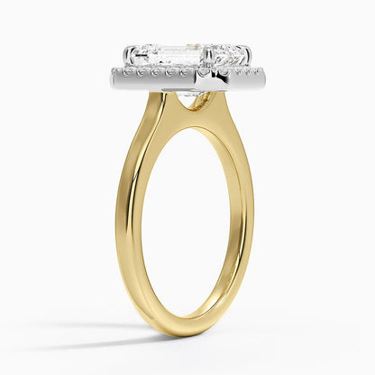 Platinum Mixed Metal Julia Halo Diamond Ring (1/5 ct. tw.) - Emerald Cut Center Stone