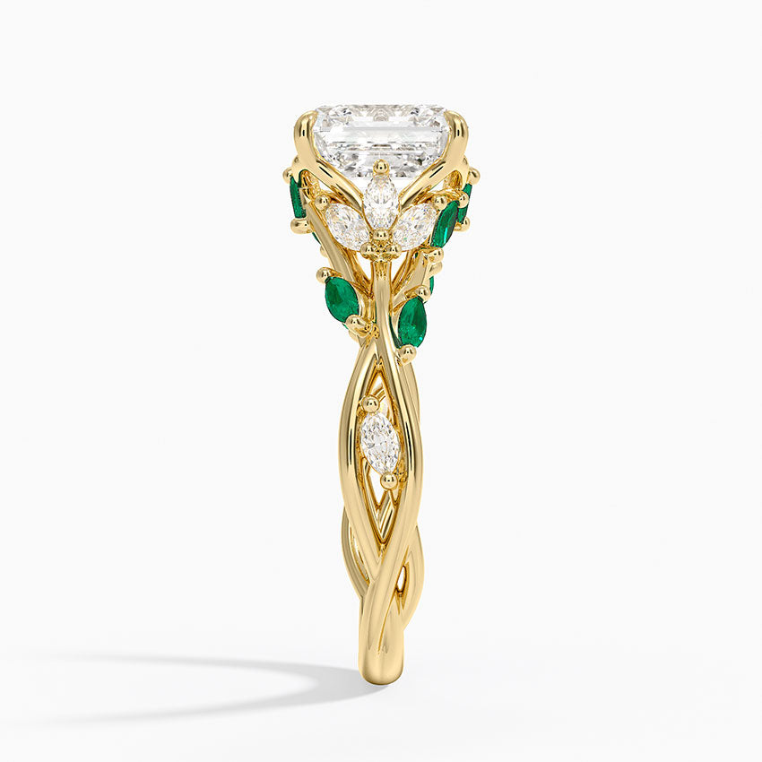 Secret Garden Lab Emerald and Diamond Ring (1/4 ct. tw.) - Asscher Cut Center Stone