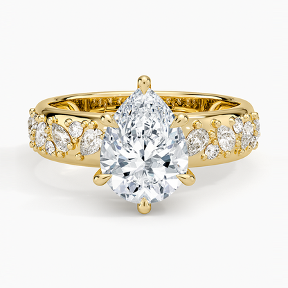 Mosaic Olivetta Three-Quarter Coverage Diamond Ring (1/2 ct. tw.) - Pear Center Stone