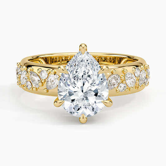 Mosaic Olivetta Three-Quarter Coverage Diamond Ring (1/2 ct. tw.) - Pear Center Stone