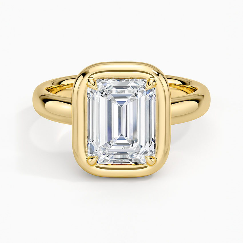 Andrea Bezel Prong Ring - Emerald Cut Center Stone