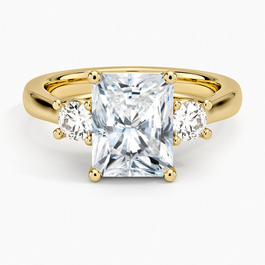 Petite Three Stone Trellis Diamond Ring (1/3 ct. tw.) - Radiant Cut Center Stone