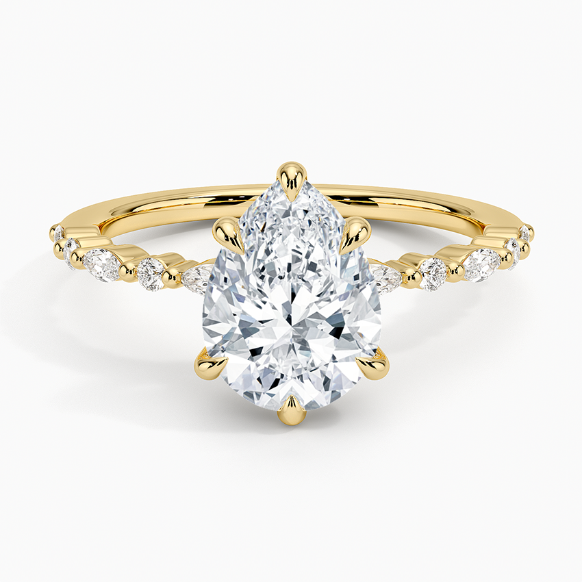 Delicate Versailles Diamond Ring - Pear Center Stone