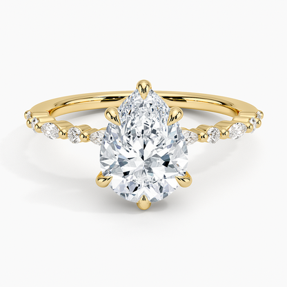 Delicate Versailles Diamond Ring - Pear Center Stone