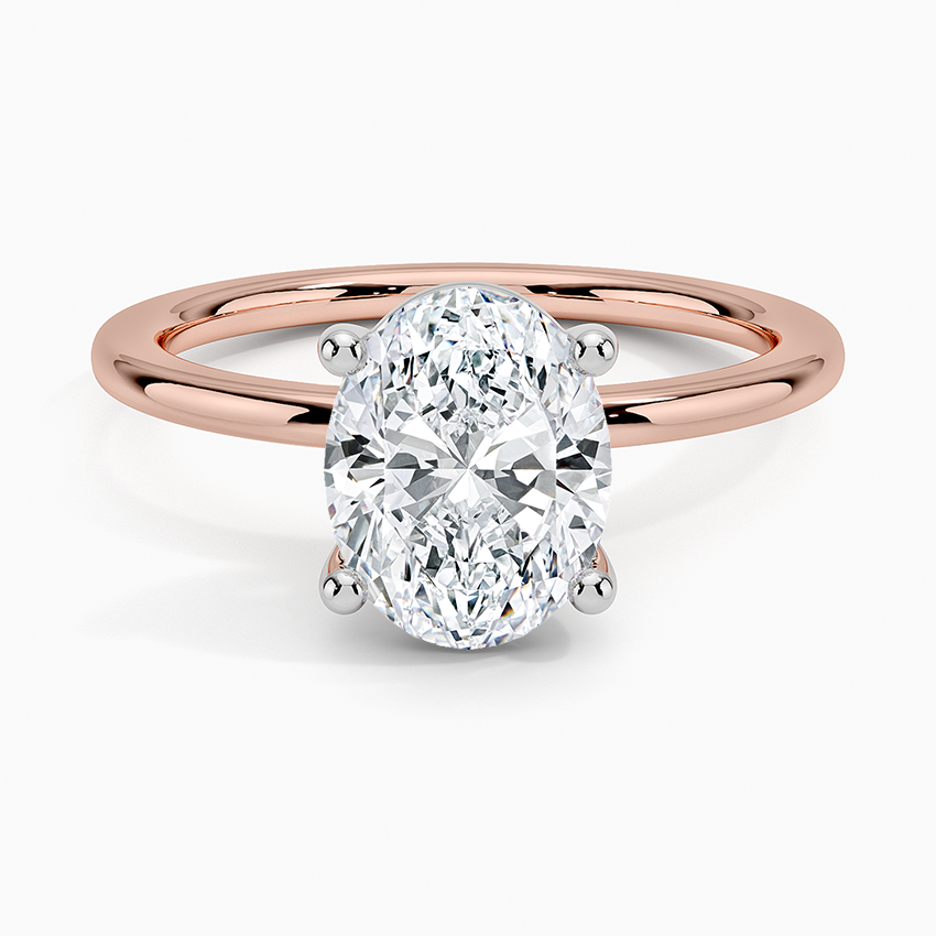 Platinum Mixed Metal Perfect Fit Solitaire Ring - Oval Center Stone