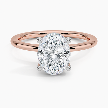 Platinum Mixed Metal Perfect Fit Solitaire Ring - Oval Center Stone