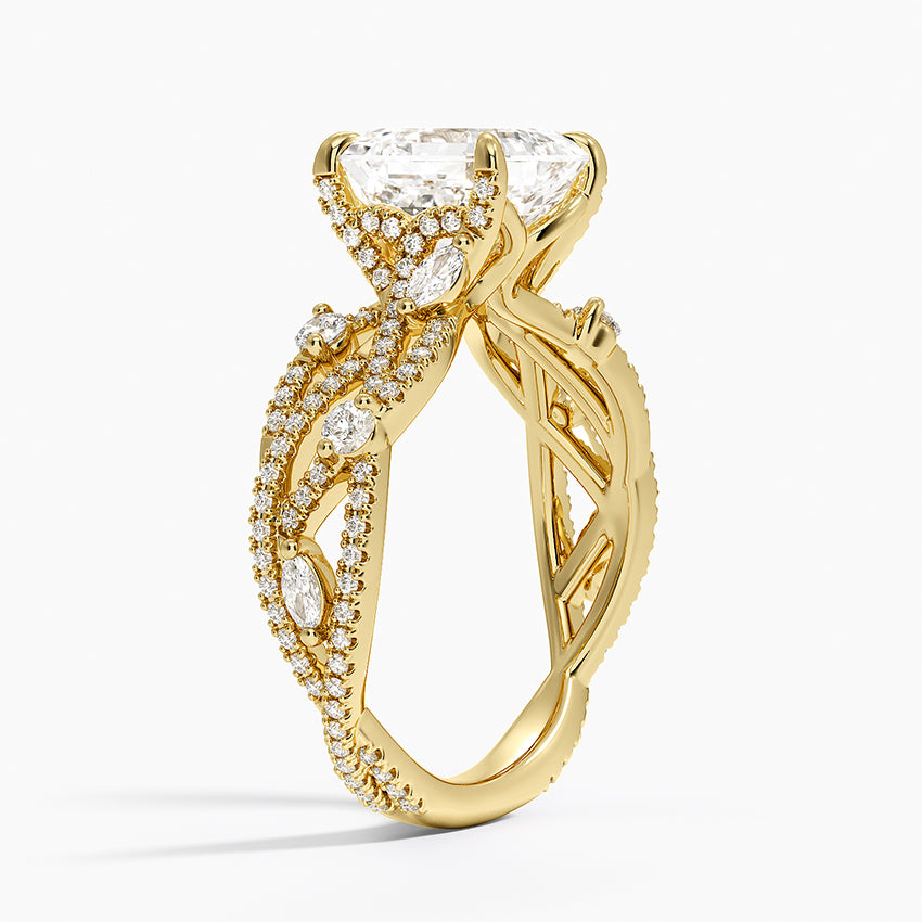 Grand Secret Garden Diamond Ring - Asscher Cut Center Stone