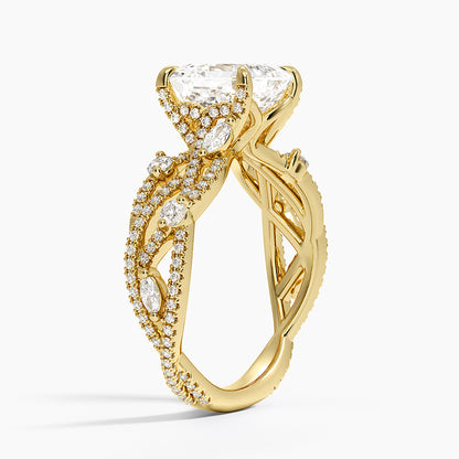 Grand Secret Garden Diamond Ring - Asscher Cut Center Stone