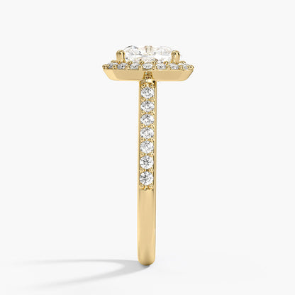 Halo Diamond Ring with Side Stones (1/3 ct. tw.) - Cushion Cut Center Stone