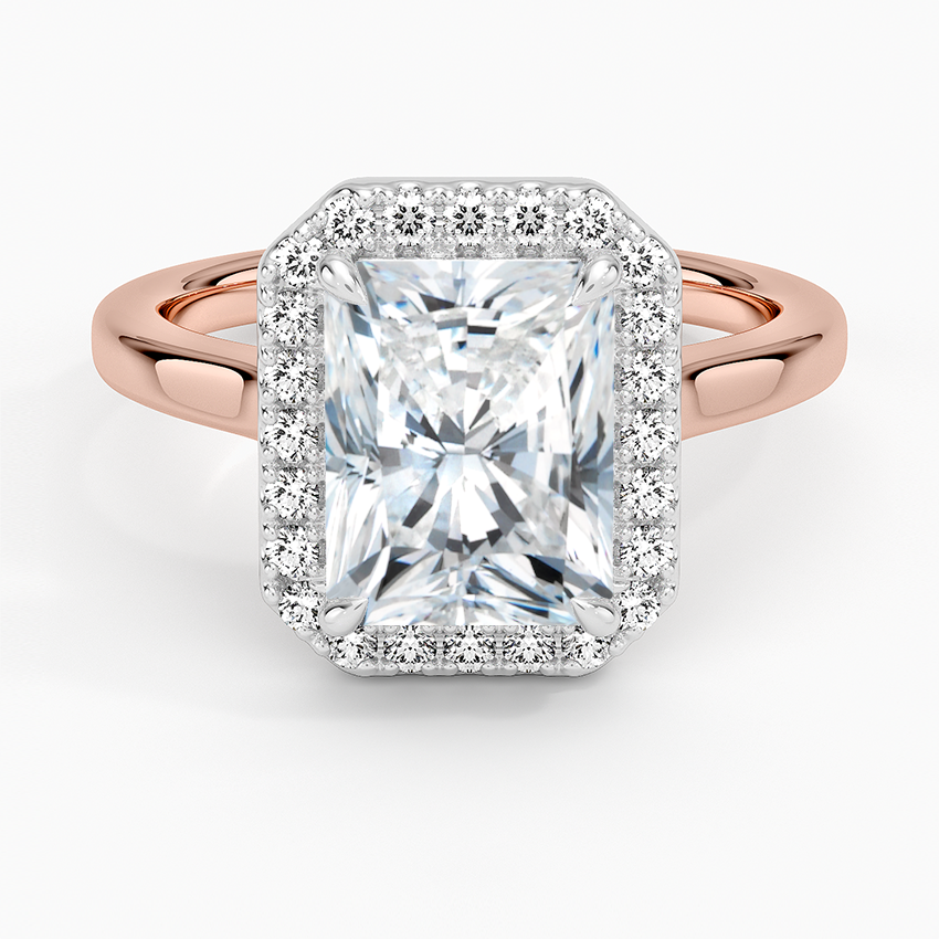 Platinum Mixed Metal Julia Halo Diamond Ring (1/5 ct. tw.) - Radiant Cut Center Stone