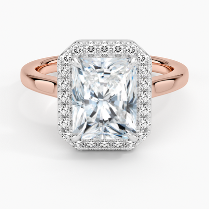 Platinum Mixed Metal Julia Halo Diamond Ring (1/5 ct. tw.) - Radiant Cut Center Stone