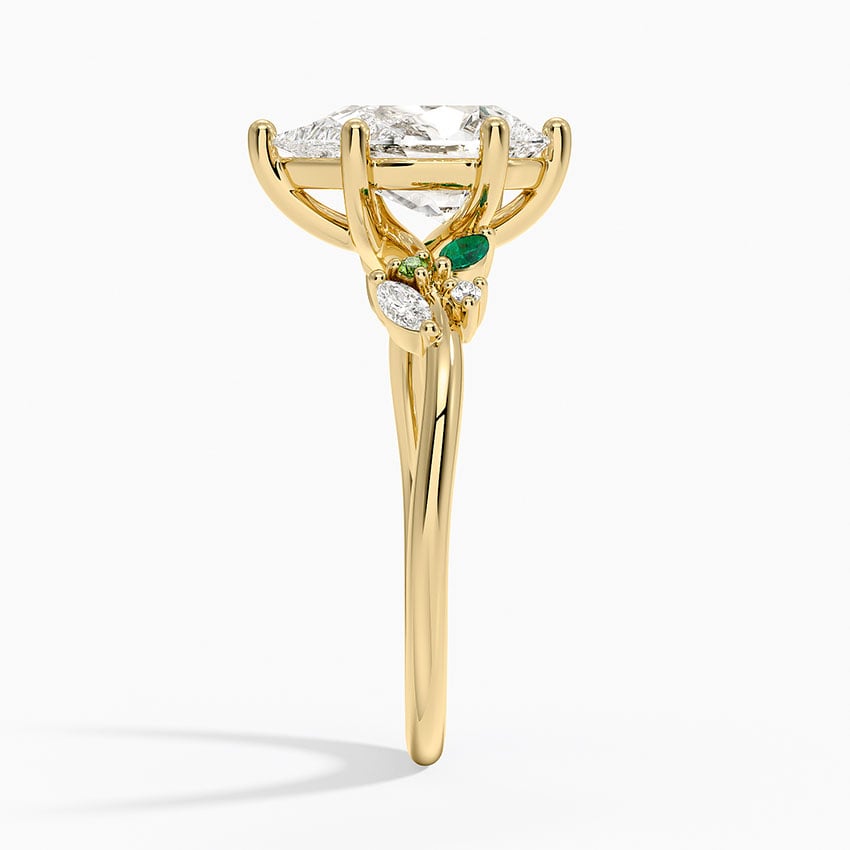 Arden Diamond Ring with Lab Emerald Accents - Pear Cut Center Stone