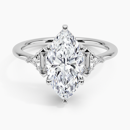 Edie Art Deco Diamond Ring (1/4 ct. tw.) - Marquise Center Stone