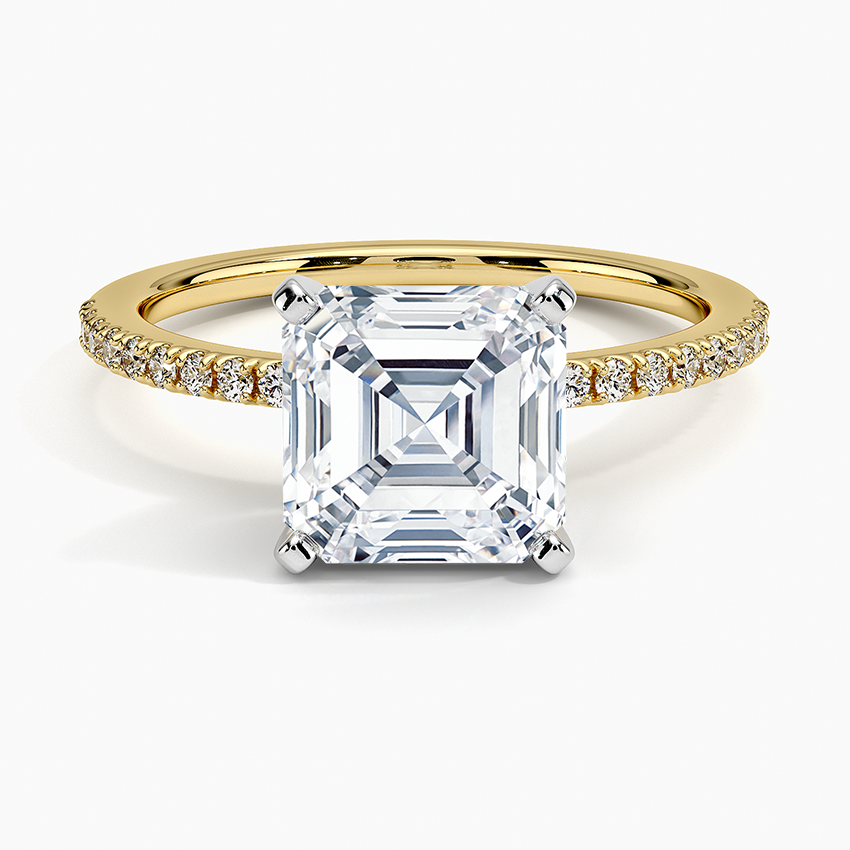 Ballad Half Coverage Diamond Ring (1/8 ct. tw.) - Asscher Cut Center Stone