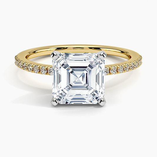 Ballad Half Coverage Diamond Ring (1/8 ct. tw.) - Asscher Cut Center Stone