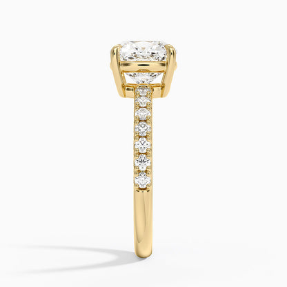 Dara Low-Profile Diamond Ring - Cushion Cut Center Stone