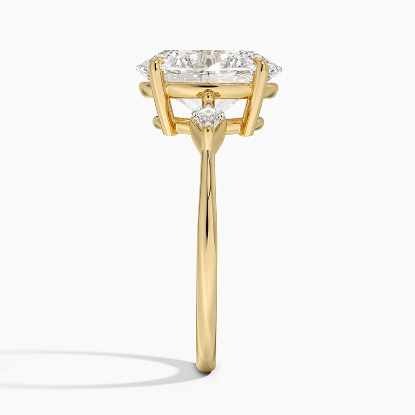 Cometa Three Stone Diamond Ring - Oval Center Stone